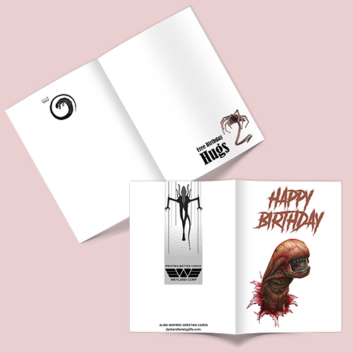 alien bloody chestburster alternative birthday card